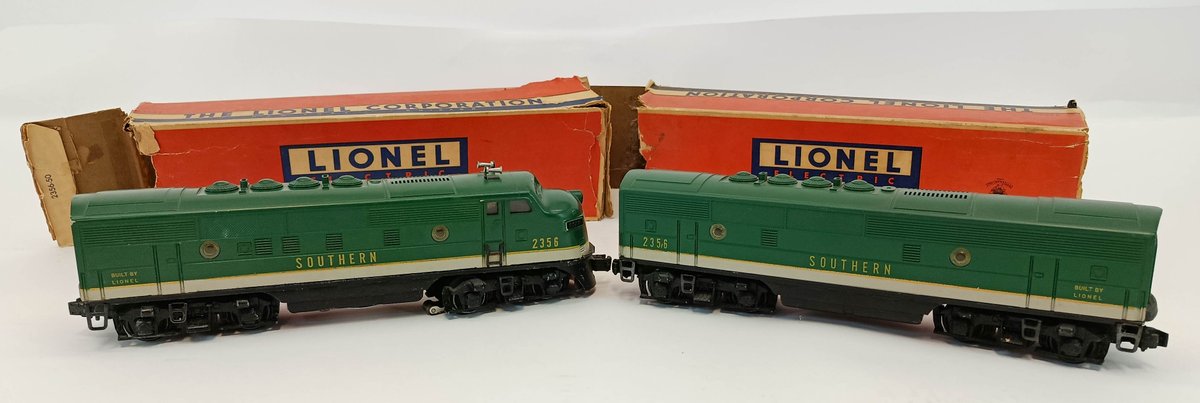 LIONEL O GAUGE 2356 SOUTHERN F3 A & B DIESEL LOCOMOTIVE SET, 2 OBS INV 263380136