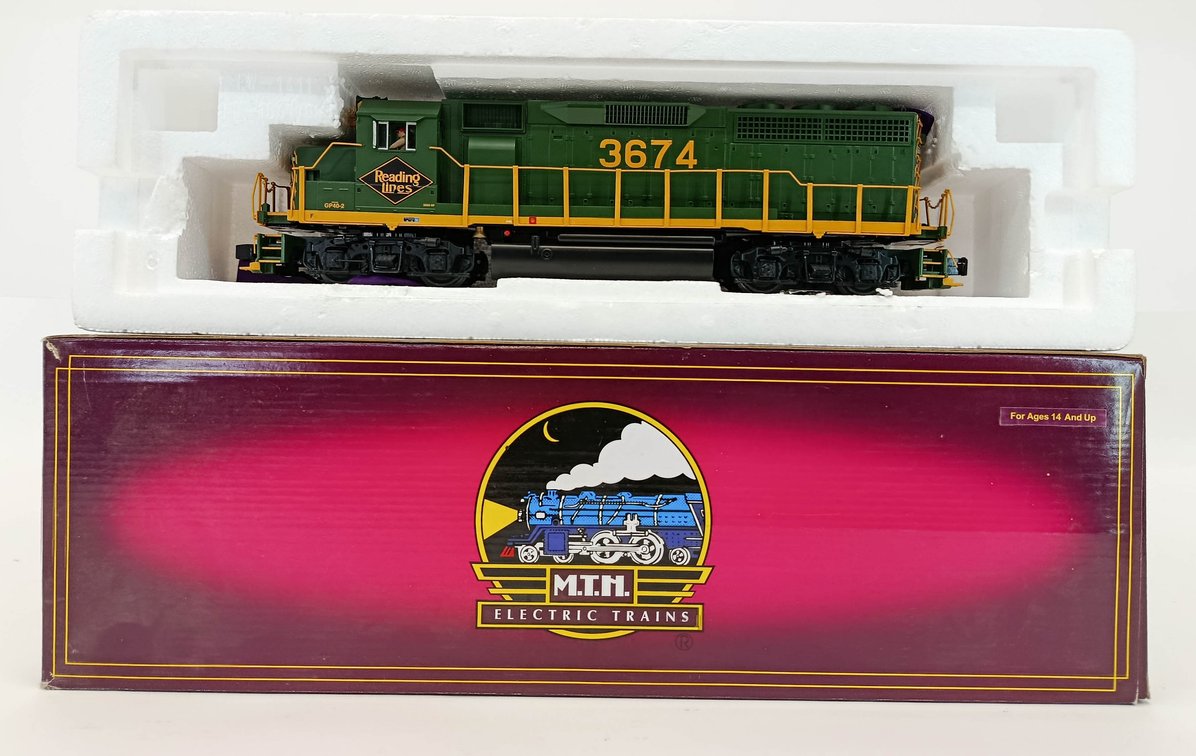 MTH O GAUGE 20-2855-1 READING 3674 GP-40 DIESEL ENGINE W/ PROTO-SOUND 2.0, OB INV 263380137