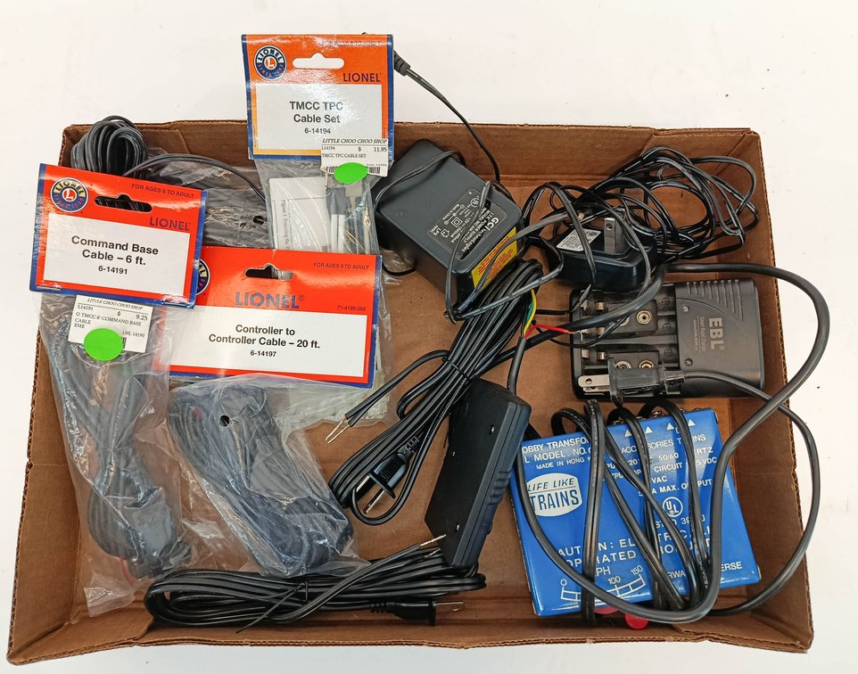 LIONEL TMCC CABLES, LIFE LIKE TRAINS TRANSFORMER & POWER ADAPTERS, ASSORTED O GAUGE LOT INV 263380156