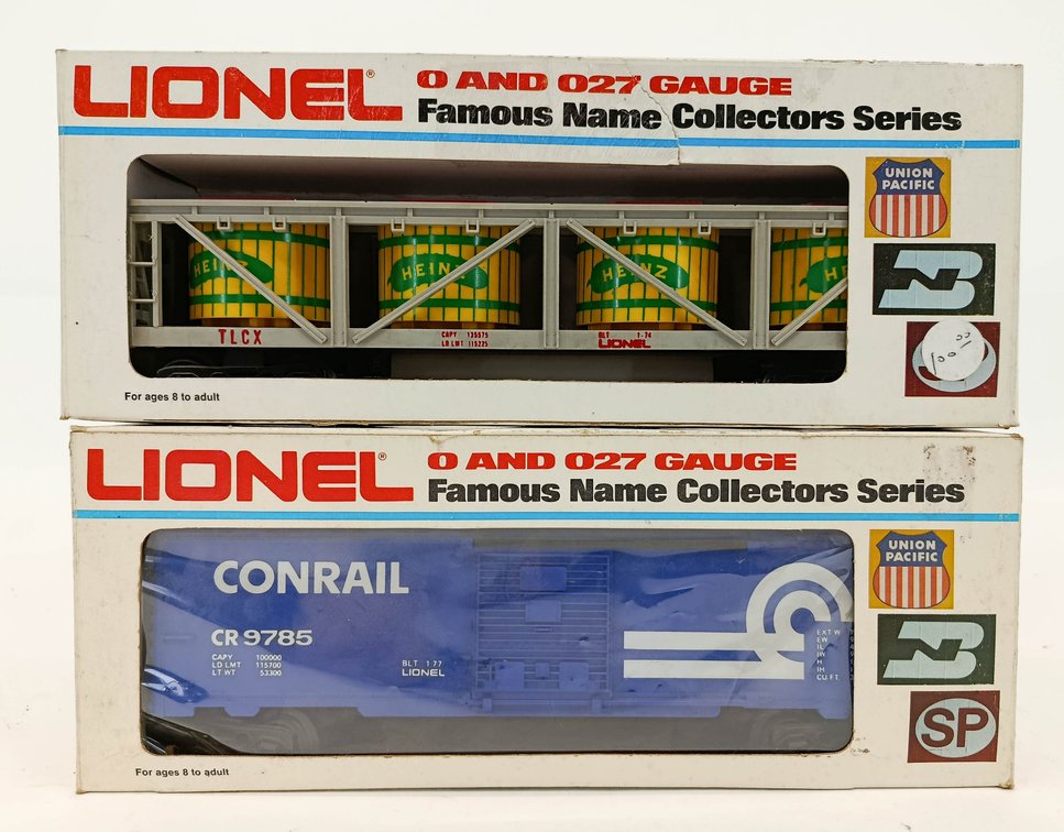 2 LIONEL O GAUGE 6-9785 CONRAIL BOXCAR & HEINZ BARREL CAR 9813, 2 OBS INV 263380159
