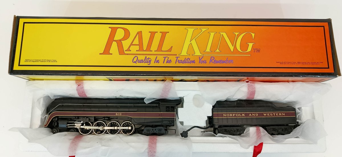 MTH RAIL KING O GAUGE MT-1105 NORFOLK & WESTERN J 611 DIE-CAST STEAM ENGINE & TENDER, OB INV 263380164