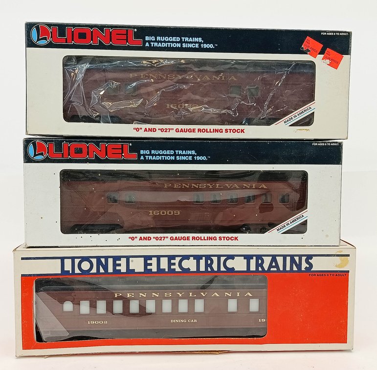 3 LIONEL O GAUGE PENNSYLVANIA PASSENGER CARS 16009, 16022 & 19002, 3 OBS INV 263380168