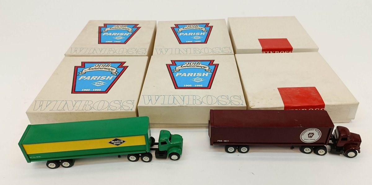 6 WINROSS DIE-CAST SEMI TRUCKS PARISH DANA 90TH ANNIVERSARY READING LINES & PENNSYLVANIA RAILROAD 6 OB INV 263380185