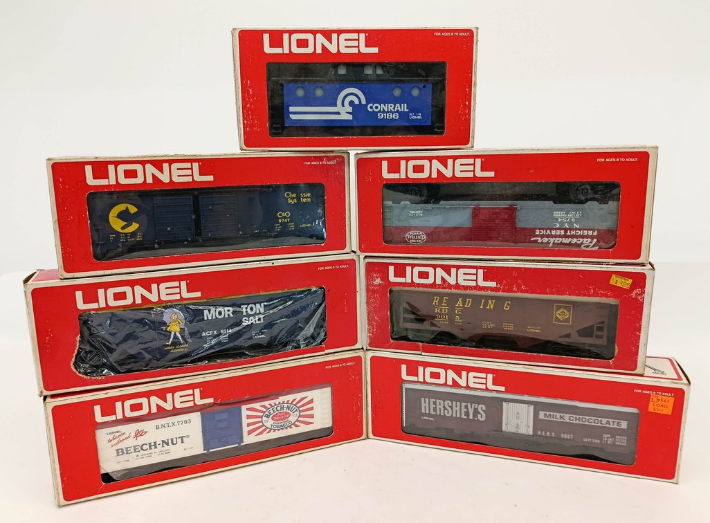 LIONEL 7 ASSORTED O GAUGE FREIGHT CARS & CABOOSE, 7 OBS INV 263380195