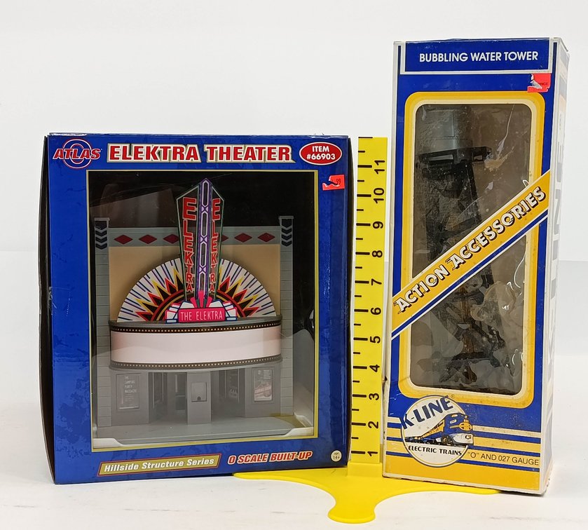 2 O GAUGE ACCESSORIES: ATLAS 66903 ELEKTRA THEATER & K-LINE K-131 WATER TOWER, 2 OBS INV 263380201