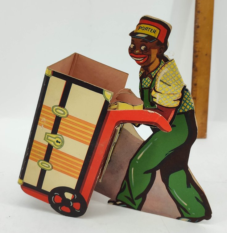 VINTAGE BLACK AMERICANA CARBOARD STAND-UP PORTER MADE OF CARBOARD GAME MARKERS INC. 108  INV 262380421