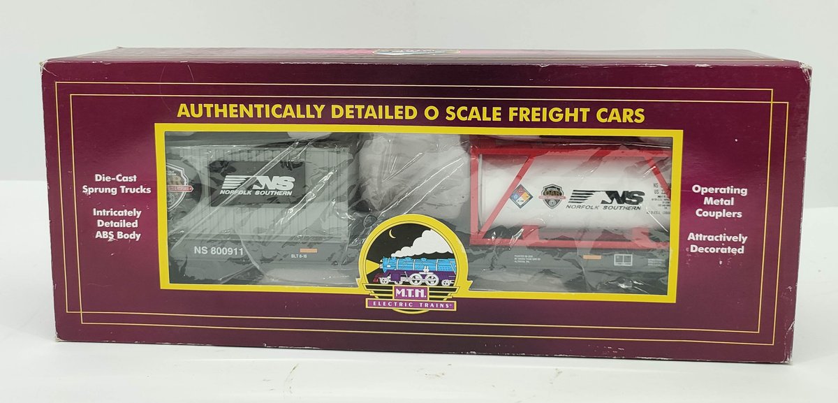M.T.H. NOROLK SOUTHERN RD 800911 FLATCAR W/ TANK CONAINTER & CONAINTER 20-95224 OB  INV 262380436