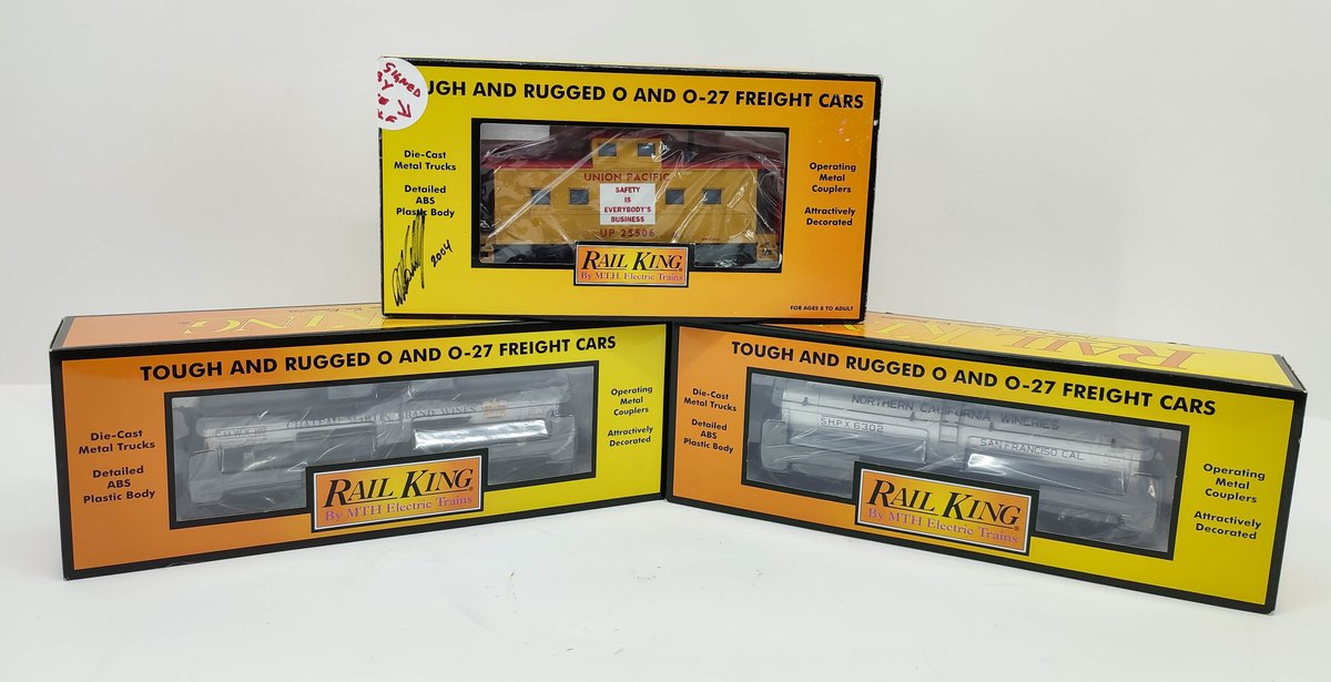 RAIL KING 3 TRAIN CARS UNION PACIFIC CABOOSE, CHATEAU MARTIN TANK CAR & CA WINE TANK CAR OBS  INV 262380440