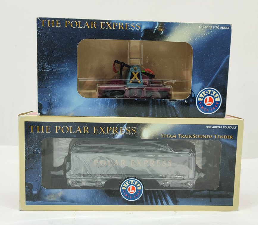 LIONEL 2 POLAR EXPRESS TRAIN CARS ELF HAND CAR 6-28425 & TRAINSOUNDS TENDER 6-36847 OBS  INV 262380448