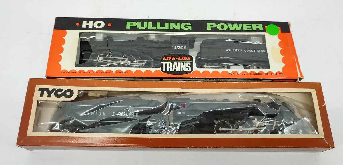 HO GAUGE 2 STEAM ENGINES & TENDERS LIFE-LIKE TRAINS ATLANTIC COASTLINE 1523 & TENDER, TYCO UNION PACIFIC 4073 & TENDER  OBS  INV 262380484
