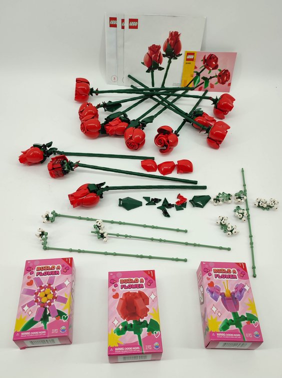 TOYS LEGO 12 ROSE'S , BABY BREATH AND 3- OTHER BUILD A FLOWERS  INV 262380520