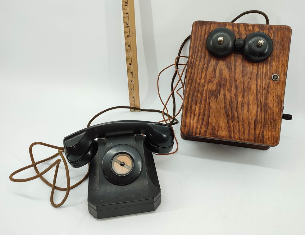 ANTIQUE DESK TELEPHONE  W/ OAK RINGER/MAGNETO BOX STROMBERG-CARLSON COMPANY MADE IN USA  INV 262380524