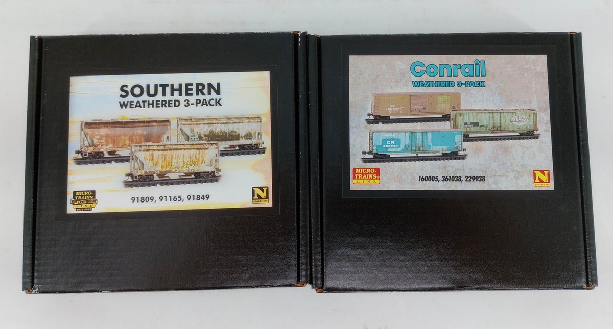 2 MICRO-TRAINS N SCALE WEATHERED 3-PACKS SOUTHERN & CONRAIL, 2 OBS  INV 263330755