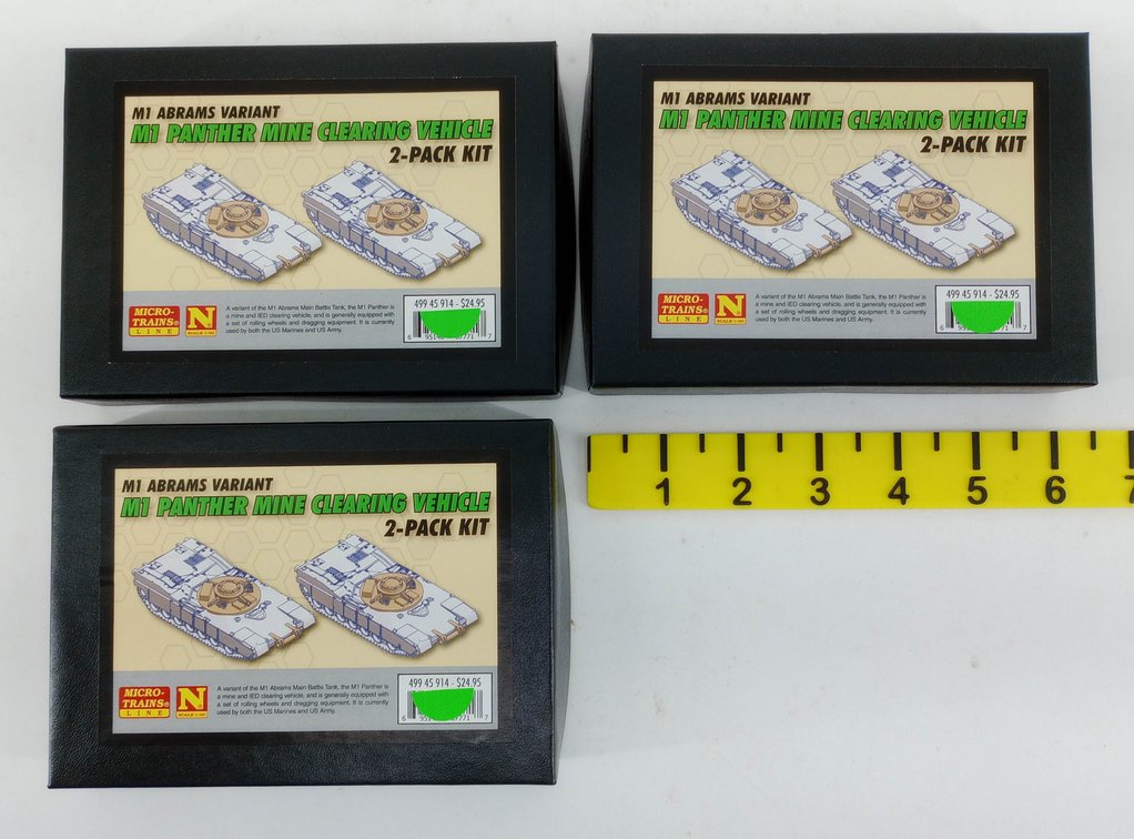 3 MICRO-TRAINS 499 45 914 N SCALE M1 PANTHER MINE CLEARING VEHICLE 2-PACK KITS, 3 OBS  INV 263330760