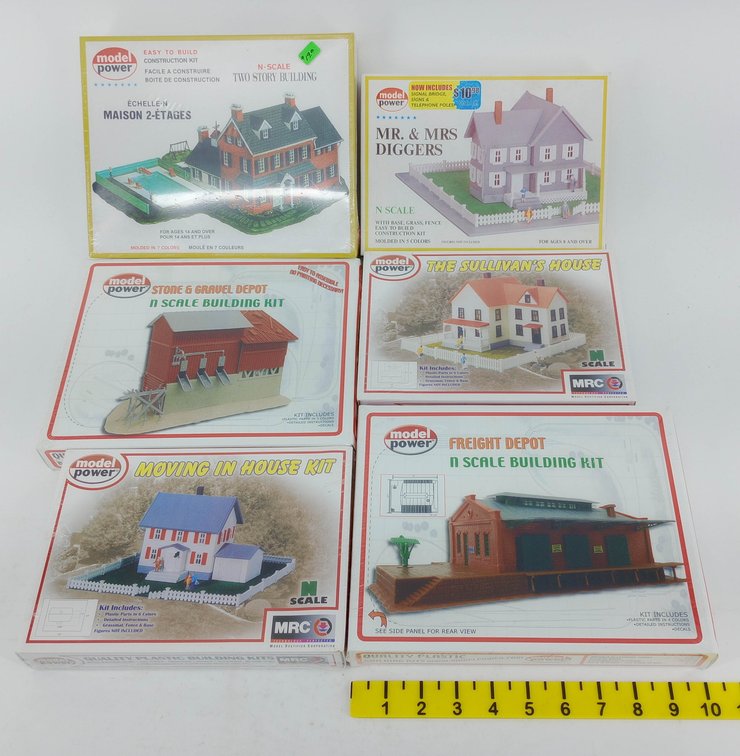 6 MODEL POWER N SCALE BUILDING KITS, 6 SEALED OBS NNC  INV 263330761