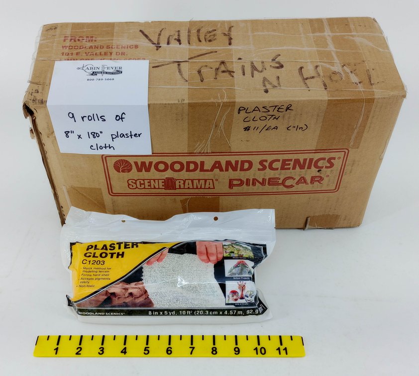 9 WOODLAND SCENICS C1203 8X180" PLASTER CLOTH ROLLS, OB  INV 263330782