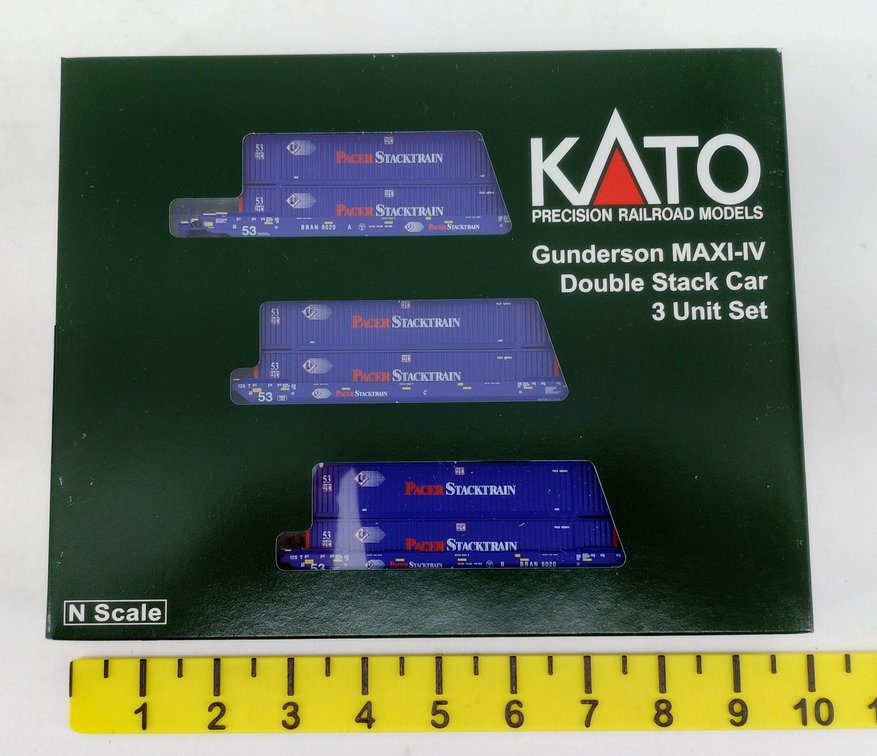 KATO 106-6179 PACER STACKTRAIN GUNDERSON MAXI-IV DOUBLE STACK CARS N SCALE, OB  INV 263330786