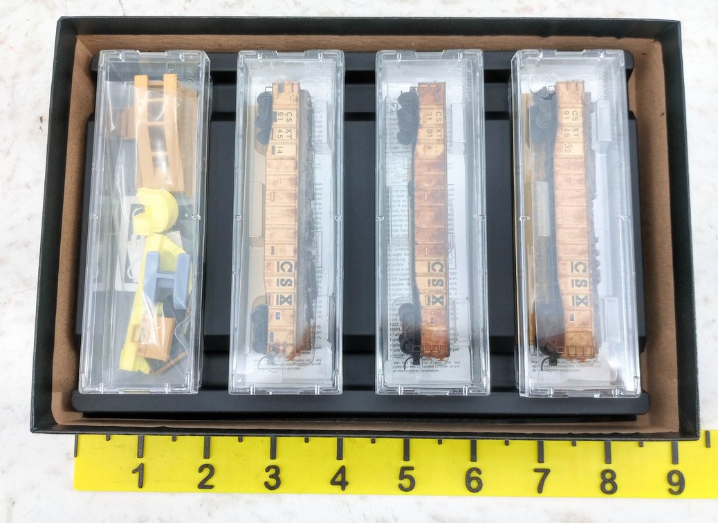 MICRO-TRAINS 993 02 100 CSX TIE LOADER 3-PACK N SCALE, OB  INV 263330800