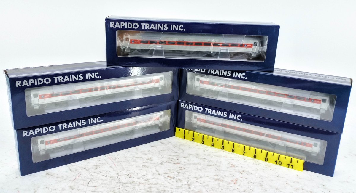 5 RAPIDO TRAINS 128506 HO GAUGE CDOT CONNECTICUT COMET COMMUTER COACHES, 5 OBS  INV 263330842