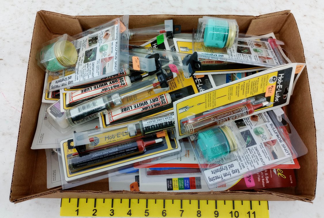 ASSORTED HOB-E-LUBE LUBRICANTS & BULLFROG SNOT W/ EXCEL SANDING STICKS  INV 263330875