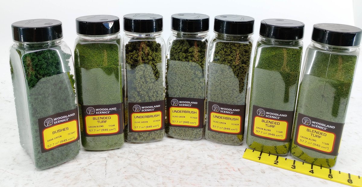 7 WOODLAND SCENICS BLENDED TURF, UNDERBRUSH & BUSHES SCENERY SHAKERS  INV 263330878