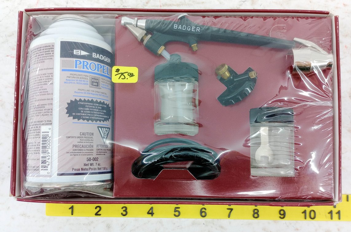 **NO SHIPPING** BADGER 350 STANDARD SET SINGLE ACTION AIRBRUSH KIT W/ PROPEL, OB  INV 263330889
