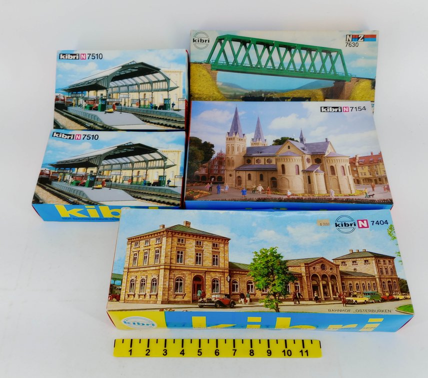 5 KIBRI N SCALE STATION, BRIDGE & CHURCH BUILDING KITS, 5 OBS NNC INV 263330897