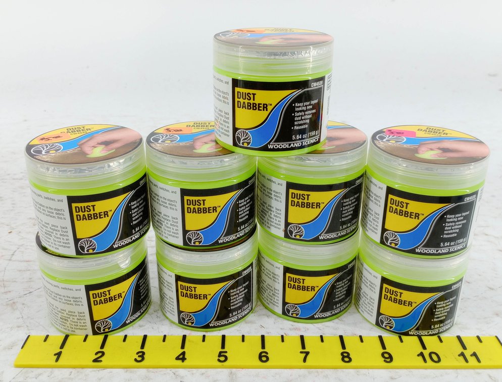 9 WOODLAND SCENICS CW4539 DUST DABBER CLEANING COMPOUND JARS  INV 263330894