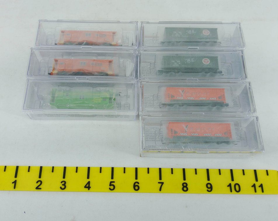 7 N SCALE BLUFORD SHOPS CSX, USSX, YSTX HOPPERS & CABOOSES, 7 OBS INV 263330906