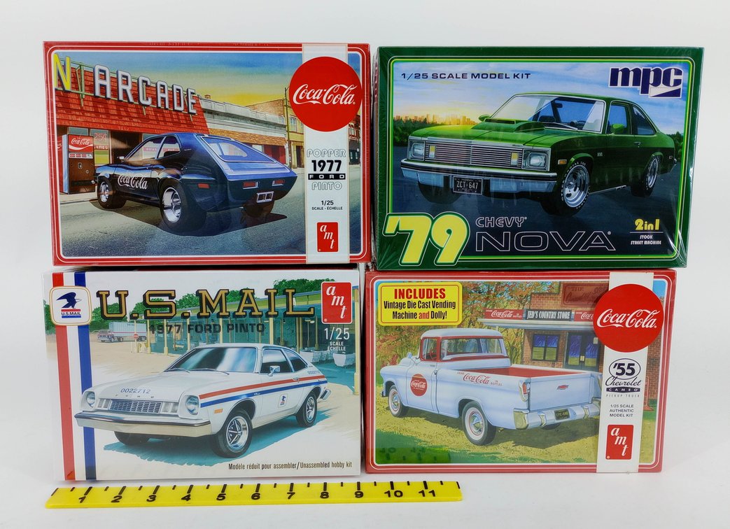 4 AMT/MPC 1/25 MODEL KITS COCA-COLA PINTO & '55 CAMEO US MAIL PINTO '79 NOVA SEALED 4 OB INV 263330922