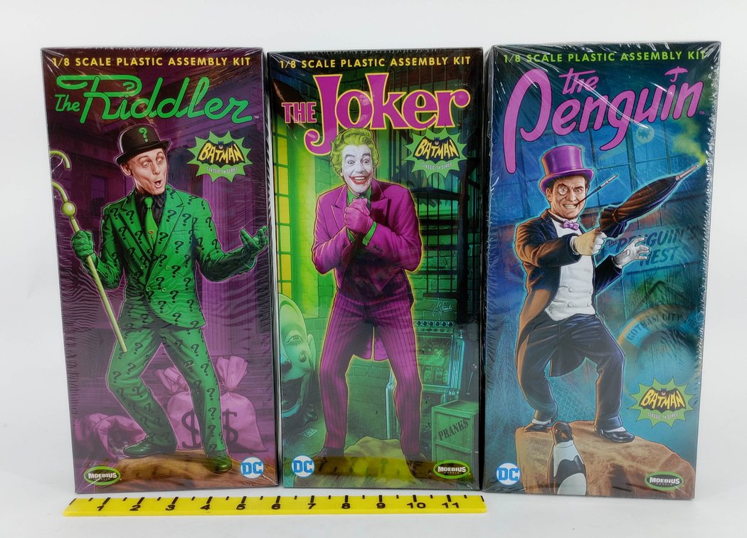3 MOEBIUS MODELS 1/8 SCALE BATMAN CLASSIC TV SERIES KITS RIDDLER JOKER & PENGUIN SEALED 3 OB INV 263330928