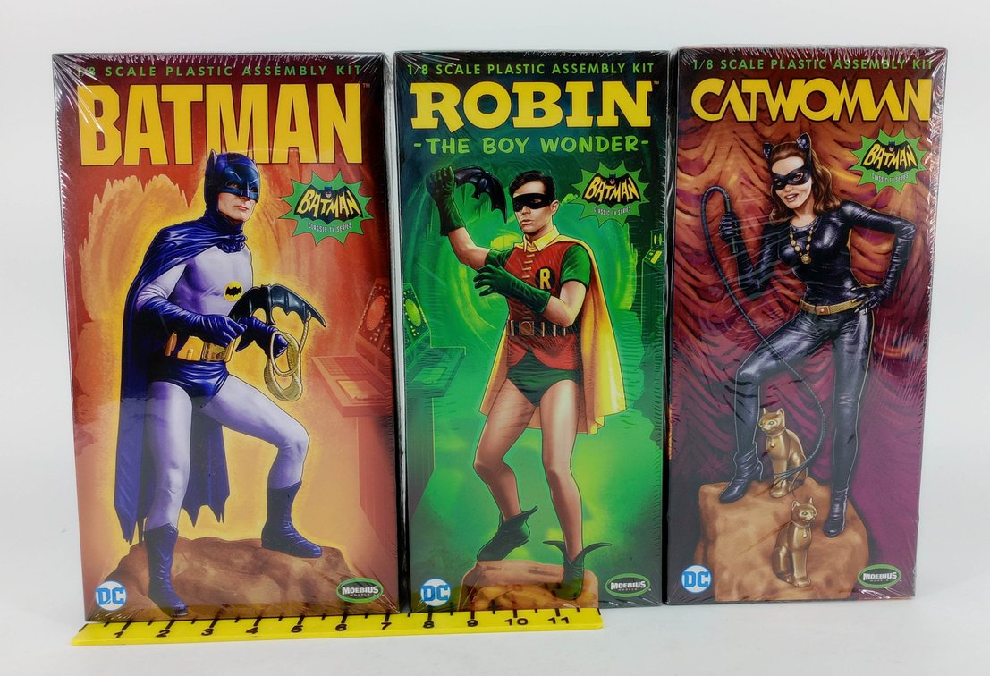 3 MOEBIUS MODELS 1/8 SCALE BATMAN CLASSIC TV SERIES KITS BATMAN ROBIN & CATWOMAN 3 OB INV 263330927