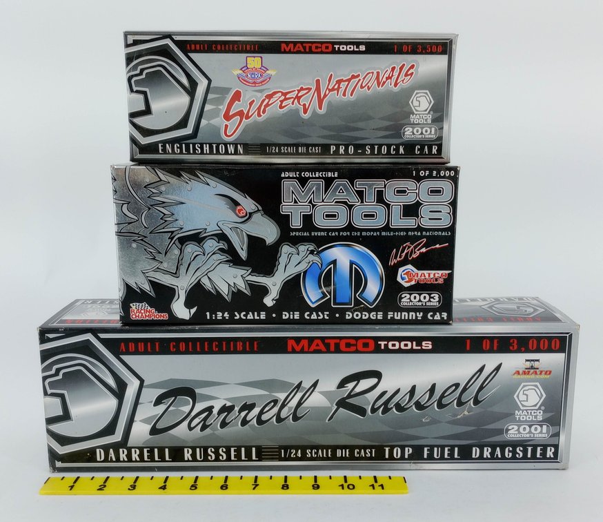 3 RACING CHAMPIONS MATCO TOOLS 1/24 DIE-CAST DRAG CARS PRO-STOCK FUNNY CAR & TOP FUEL DRAGSTER 3 OB INV 263330938