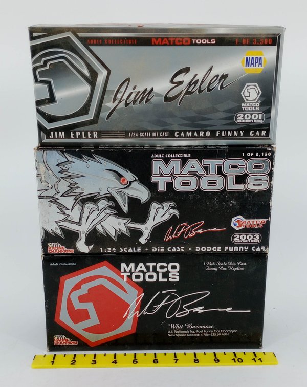 3 RACING CHAMPIONS MATCO TOOLS 1:24 DIE-CAST FUNNY CARS JIM EPLER CAMARO WHIT BAZEMORE DODGE 3 OB INV 263330940