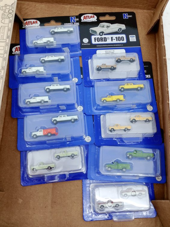 ASSORTED ATLAS N SCALE FORD F-100 & TRUCK 2-PACKS, SOME OBS INV 263330951