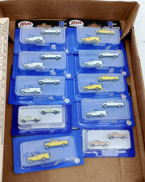 ASSORTED ATLAS N SCALE FORD TRUCKS F-100 & SERVICE TRUCKS SOME OBS INV 263330953