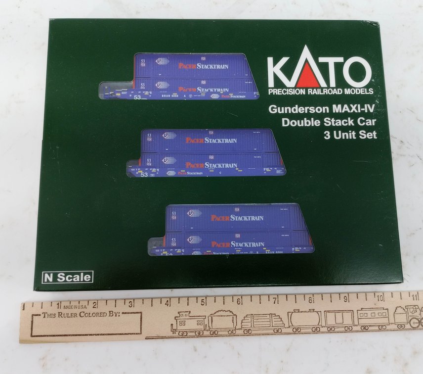 KATO 106-6180 PACER STACKTRAIN GUNDERSON MAXI-IV DOUBLE STACK 3 UNIT SET, OB INV 263330960
