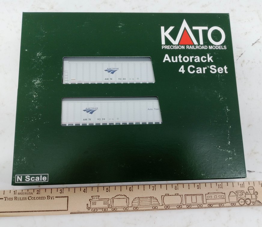 KATO 106-5506 AMTRAK PHASE V N SCALE AUTORACK 4 CAR SET, OB INV 263330965