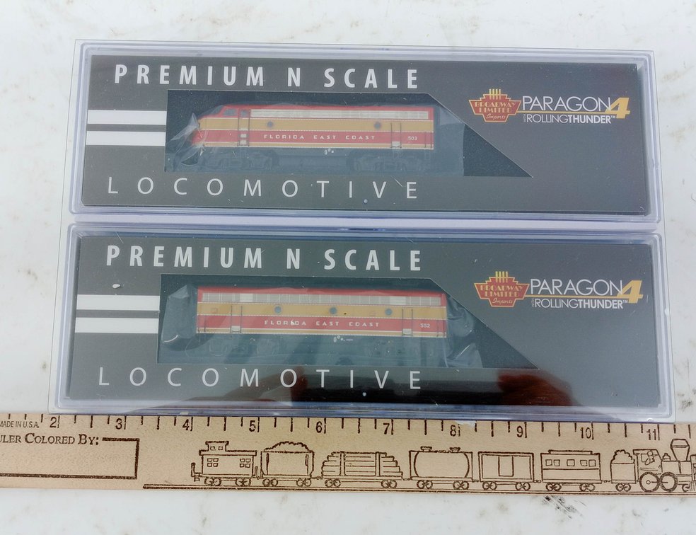 2 BROADWAY LIMITED 6833 FLORIDA EAST COAST EMD F3 A/B LOCOMOTIVES N SCALE, 2 OBS INV 263330970
