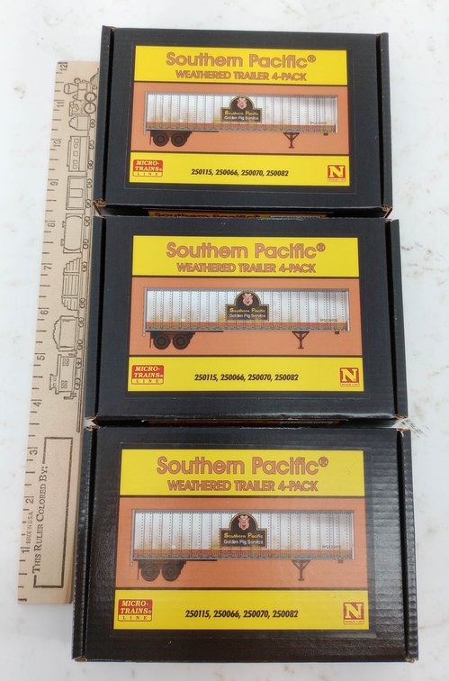 3 MICRO-TRAINS 993 02 224 SOUTHERN PACIFIC WEATHERED TRAILER 4-PACKS, 3 OBS INV 263330998