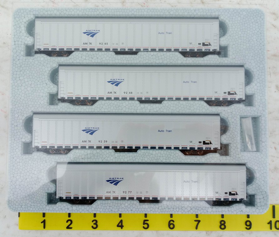 KATO 106-5506 AMTRAK PHASE V AUTORACK 4 CAR SET #4, N SCALE, OB INV 263331021