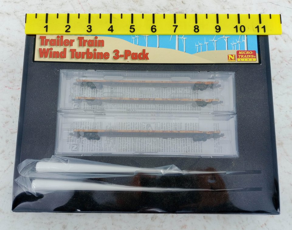 MICRO-TRAINS 993 01 390 TTX WEATHERED TRAILER TRAIN WIND TURBINE 3-PACK N SCALE, OB INV 263331031