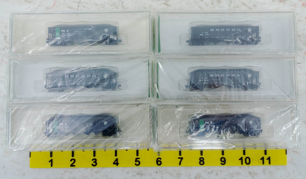 6 BOWSER N GAUGE PENNSYLVANIA PRR HOPPERS 38104 38105 38106 38128 38129 38130, 6 OBS INV 263331032