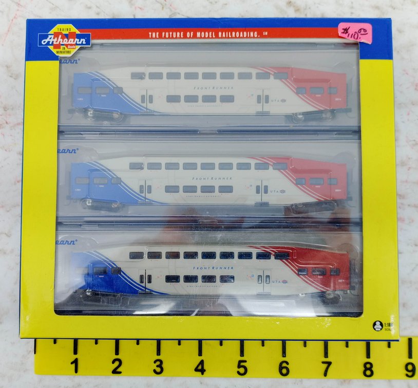 3 ATHEARN N 10179 UTAH FRONT RUNNER BOMBARDIER PASSENGER CARS, OB INV 263331035