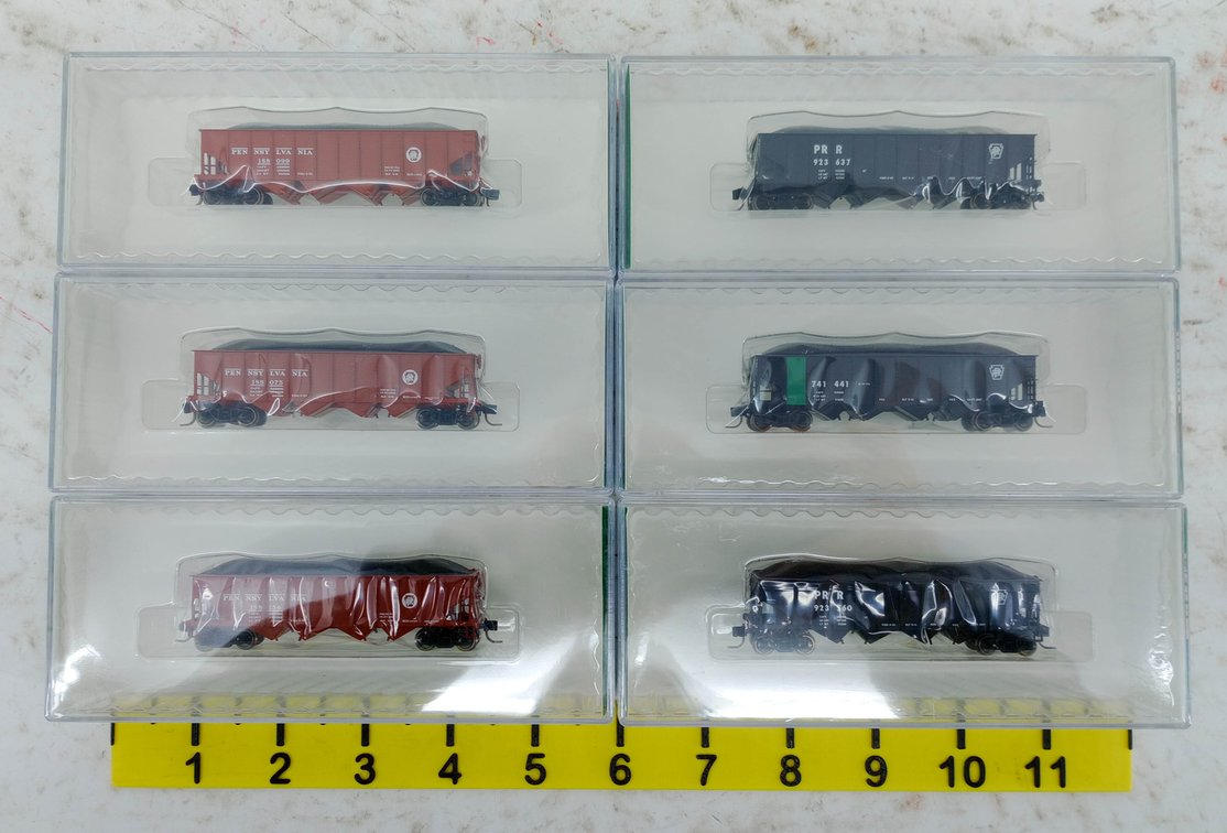 6 BOWSER N SCALE H21A 4 BAY HOPPERS PRR & PENN CENTRAL, 6 OBS INV 263331050