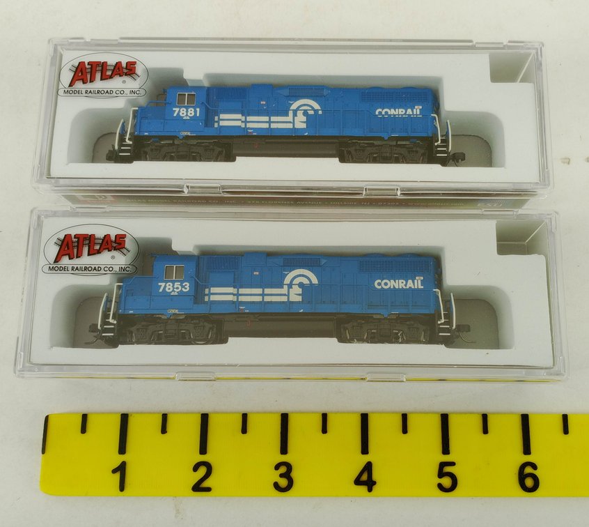 2 ATLAS N GP-38 LOW NOSE CONRAIL LOCOMOTIVES 40 004 147 & 146, 2 OBS INV 263331057