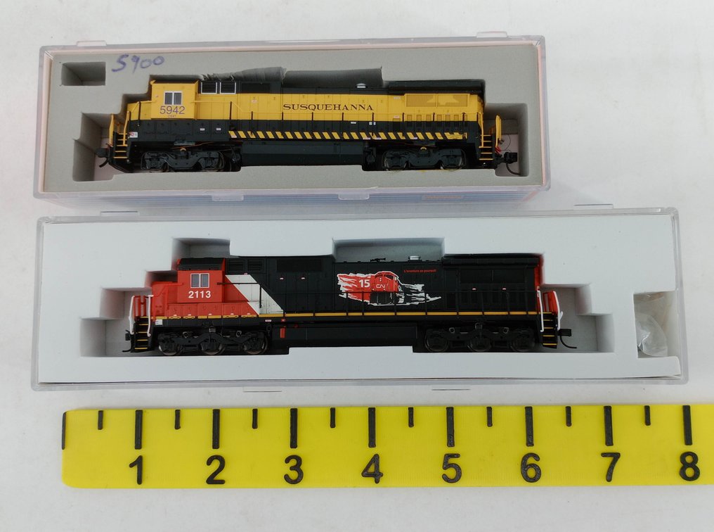 2 ATLAS N SCALE DASH 8-40B & 8-40C CSX SUSQUEHANNA & CN DIESEL LOCOMOTIVES, 2 OBS INV 263331061
