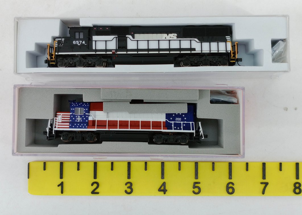 2 ATLAS N SCALE LOCOMOTIVES, 49145 NORFOLK SOUTHERN SD-60 & B&M GP38-2, 2 OBS INV 263331062