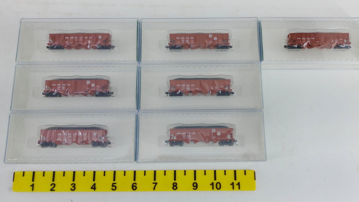 7 BOWSER N SCALE PRR H21A 4 BAY HOPPERS 38038-38042, 38044 & 38046, 7 OBS INV 263331067