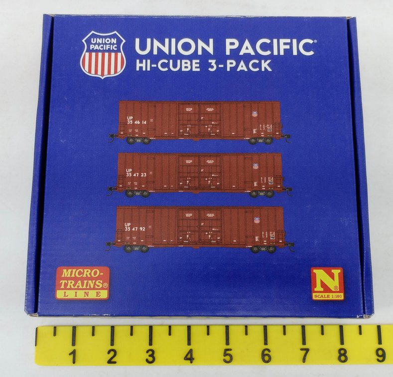 3 MICRO-TRAINS 123 51050, 52050, 53050 UNION PACIFIC 60FT HI-CUBE BOXCARS, N SCALE, OB INV 263331072